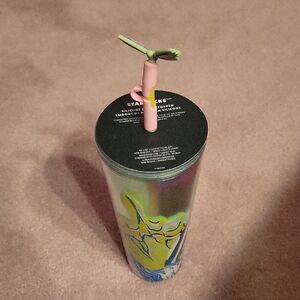 Starbucks 2024 Iridescent Canna Lily Floral Tumbler w/Butterfly Straw Topper NWT